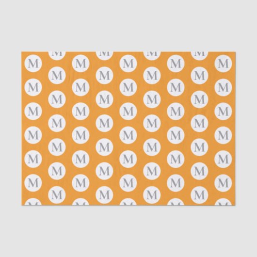 Papier Mousseline Monogramme de point Polka orange (Recto)