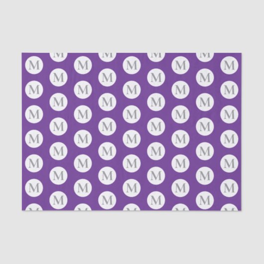 Papier Mousseline Monogramme de point Polka violet (Recto)