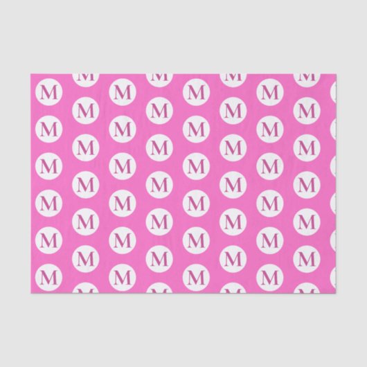 Papier Mousseline Monogramme de point rose Polka (Recto)