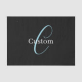 Papier Mousseline Monogramme de script cursif éditable Noir Bleu Bla (Recto)