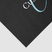 Papier Mousseline Monogramme de script cursif éditable Noir Bleu Bla (Détail)