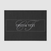 Papier Mousseline Monogramme de script élégant modifiable Noir Gris  (Recto)
