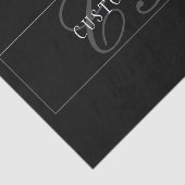 Papier Mousseline Monogramme de script élégant modifiable Noir Gris  (Détail)