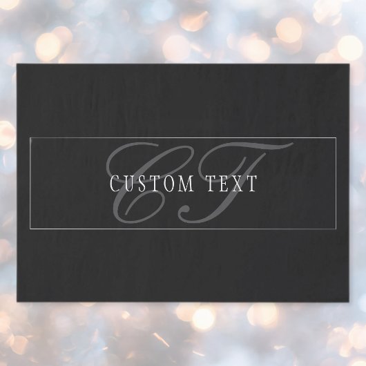 Papier Mousseline Monogramme de script élégant modifiable Noir Gris 
