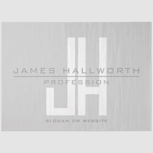 Papier Mousseline Monogramme d'entreprise moderne | Gris (Recto)