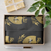 Papier Mousseline Monogramme du bouclier royal noir et or (Cadeau)