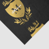 Papier Mousseline Monogramme du bouclier royal noir et or (Détail)