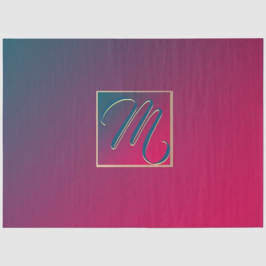 Papier Mousseline Monogramme du dégradé pourpre de fumée (Recto)
