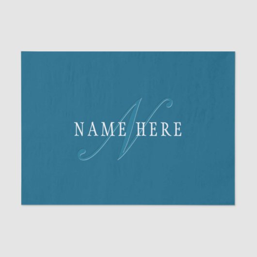 Papier Mousseline Monogramme élégant | Bleu océan (Recto)