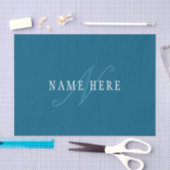 Papier Mousseline Monogramme élégant | Bleu océan (Artisanat)
