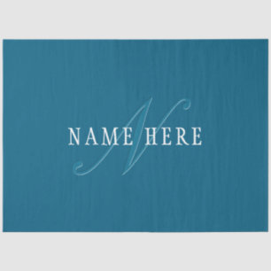 Papier Mousseline Monogramme élégant Bleu océan