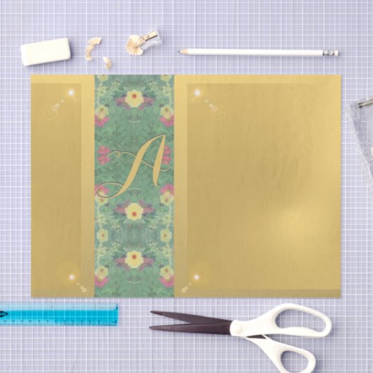 Papier Mousseline Monogramme en laiton floral (Artisanat)