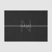 Papier Mousseline Monogramme gris foncé, nom et bande géométrique (Recto)