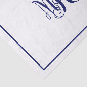 Papier Mousseline Monogramme initial à 3 vignes de Navy en script DI (Détail)