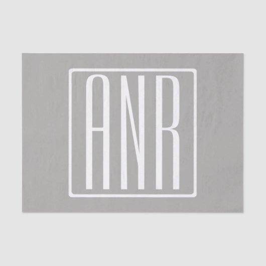 Papier Mousseline Monogramme initial | Blanc sur gris clair (Recto)