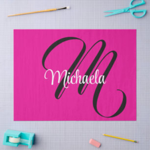 Papier Mousseline Monogramme initial minimaliste moderne nom rose ch