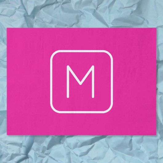 Papier Mousseline Monogramme Initial Simple & Moderne | Rose & Blanc