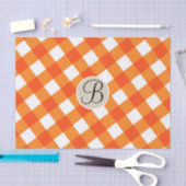 Papier Mousseline Monogramme initiale rustique orange et blanc de ca (Artisanat)