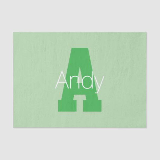 Papier Mousseline Monogramme moderne | Pale & Kelly Green (Recto)