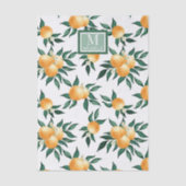 Papier Mousseline Monogramme Nom Aquarelle Citron Orange (Recto)