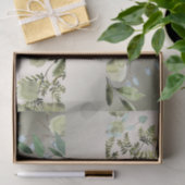 Papier Mousseline Monogramme Nom Feuilles verts Golden Bronze Élégan (Cadeau)