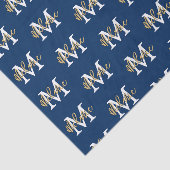 Papier Mousseline Monogramme Nom initial Marine White Gold Motif (Détail)