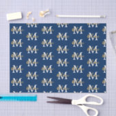 Papier Mousseline Monogramme Nom initial Marine White Gold Motif (Artisanat)