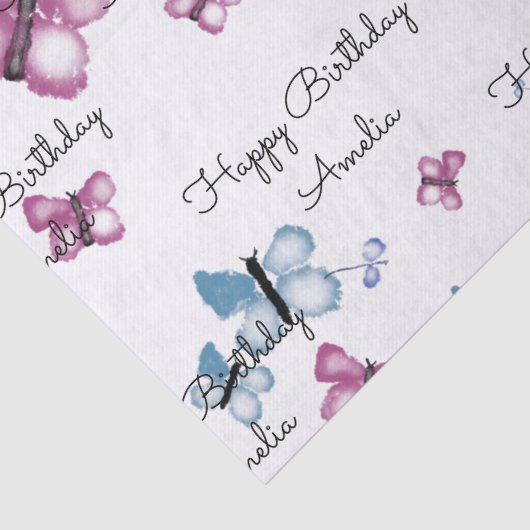 Papier Mousseline Monogramme Papillon rose et bleu (Détail)