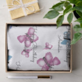 Papier Mousseline Monogramme Papillon rose et bleu (Cadeau)