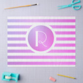 Papier Mousseline Monogramme rayures violettes et blanches (Artisanat)