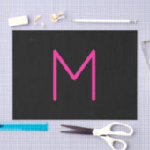 Papier Mousseline Monogramme rose et noir moderne modifiable (Artisanat)