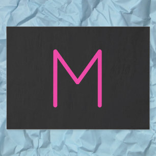 Papier Mousseline Monogramme rose et noir moderne modifiable