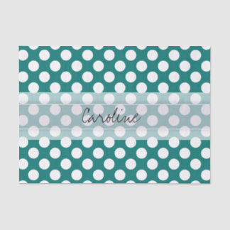 Papier Mousseline Monogramme Turquoise blanc mignon chic Polka Motif
