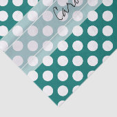 Papier Mousseline Monogramme Turquoise blanc mignon chic Polka Motif (Détail)