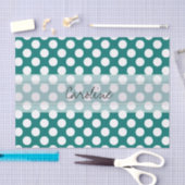 Papier Mousseline Monogramme Turquoise blanc mignon chic Polka Motif (Artisanat)