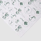 Papier Mousseline Monogramme vert Bauble Ornements Motif Noël (Détail)
