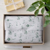 Papier Mousseline Monogramme vert Bauble Ornements Motif Noël (Cadeau)