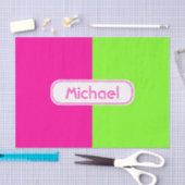 Papier Mousseline Monogramme vert rose rose néon moderne (Artisanat)