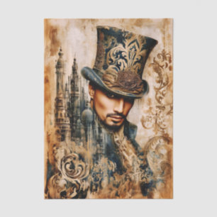 Papier Mousseline Monsieur victorien, découpage en média mixtes FT7R