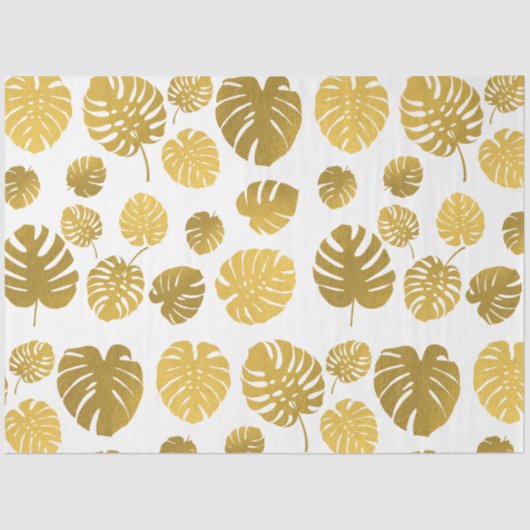 Papier Mousseline Monstère d'or moderne Feuille Tropical Motif (Recto)