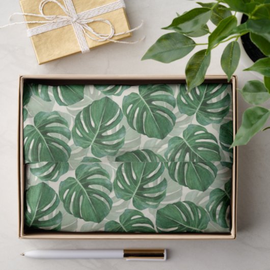 Papier Mousseline Monstère verte Feuille tropicale (Cadeau)
