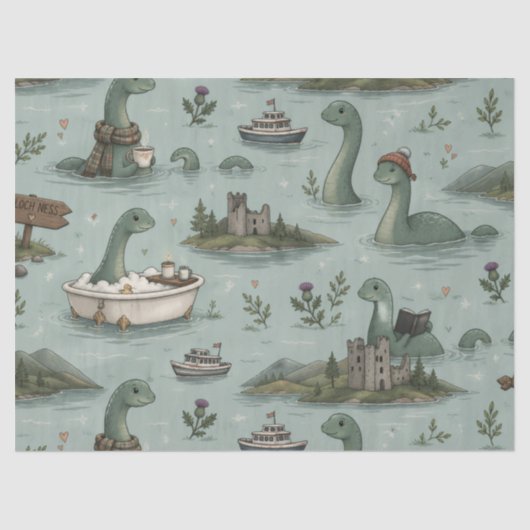 Papier Mousseline Monstre du Loch Ness  (Recto)
