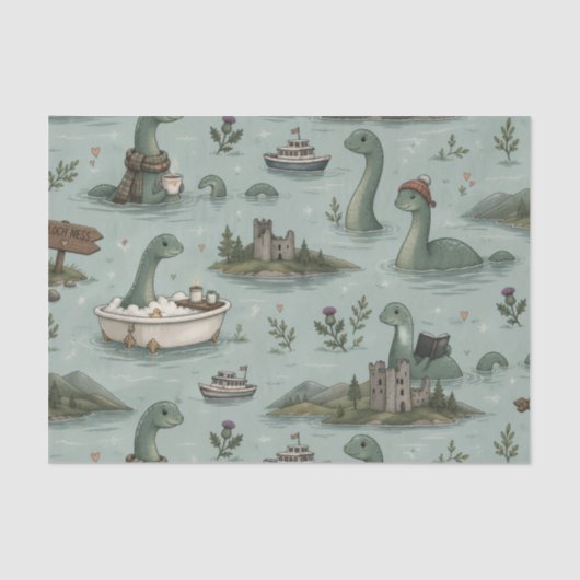 Papier Mousseline Monstre du Loch Ness  (Recto)