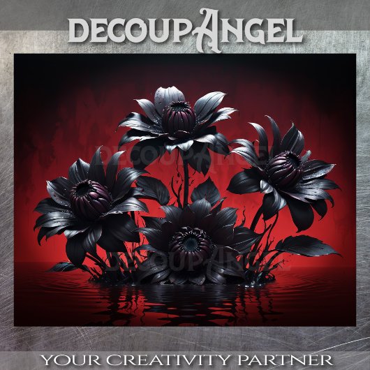 Papier Mousseline Montée des pétales noirs - Découpage