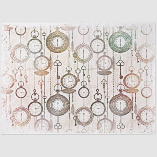 Papier Mousseline Montres de poche et clés de découpage (Recto)