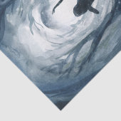 Papier Mousseline Moody blue aquarelle Moon déesse découpage (Détail)