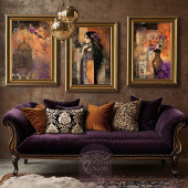 Papier Mousseline Moody Boho Girl in a Kimono Patchwork Art