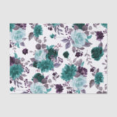 Papier Mousseline Moody Boho | Turquoise et Eggplant Purple Rose Mot (Recto)