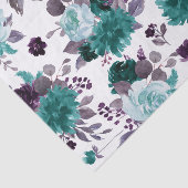 Papier Mousseline Moody Boho | Turquoise et Eggplant Purple Rose Mot (Détail)