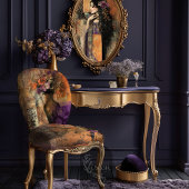 Papier Mousseline Moody Boho Vase & Floral Patchwork Art Motif